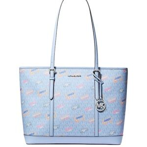 Michael Kors jet set printed signature logo Tote NWT still in plastic $498
